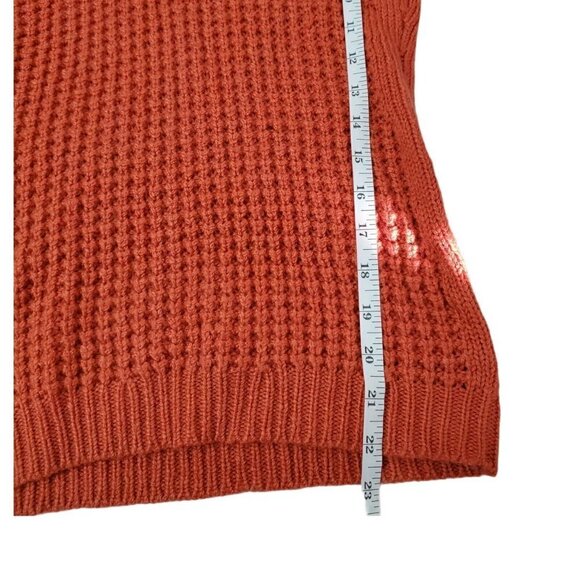 Angel of the North Anthropologie Sweater XS Wool Mohair Orange Waffle Cowl Neck - Picture 10 of 11